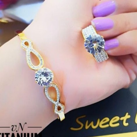 Titanium Gelang dan Cincin Dewasa 123t