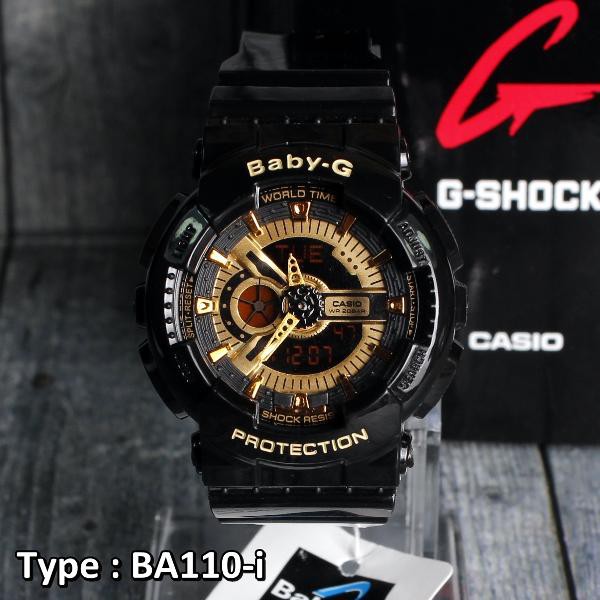 Baby G Black GOLD . Hitam Emas Casio BA110 . Jam tangan Wanita & anak anak digital analog MURAH