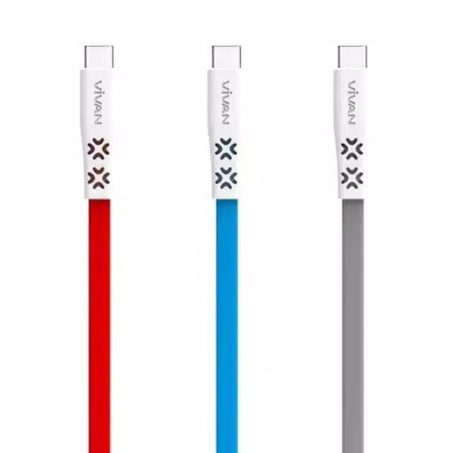 KABEL VIVAN CTC100 1M FLAT TYPE C MINI TUBE DATA CABLE COLORFUL - MURAH BANGET