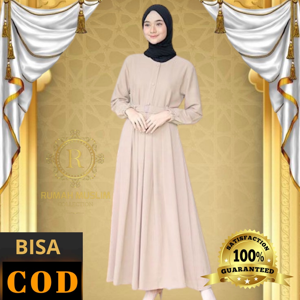 Gamis pesta kekinian gamis kondangan wanita muslim warna coklat susu