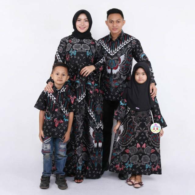 Saroja (099) Couple Keluarga Batik Gamis Batik Katun Premium Motif Kupu Abu