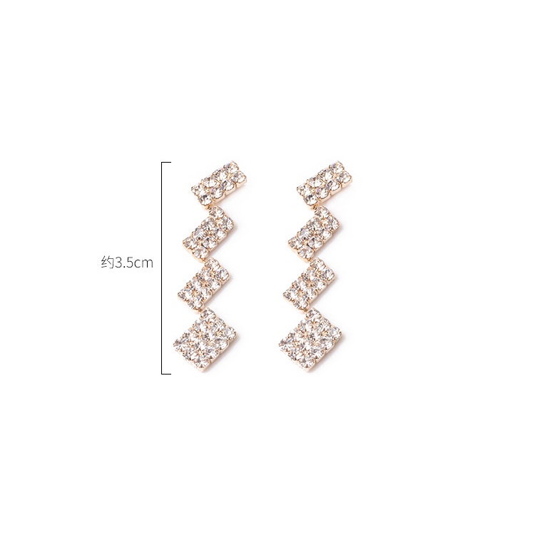 Anting Tusuk Gantung Bahan Sterling silver 925 Desain Geometri Hias Berlian Untuk Wanita