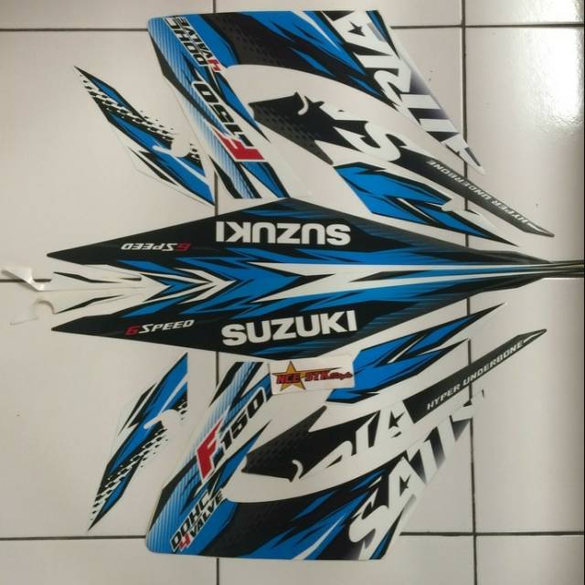 STIKER STRIPING SATRIA F 2013 PUTIH BIRU