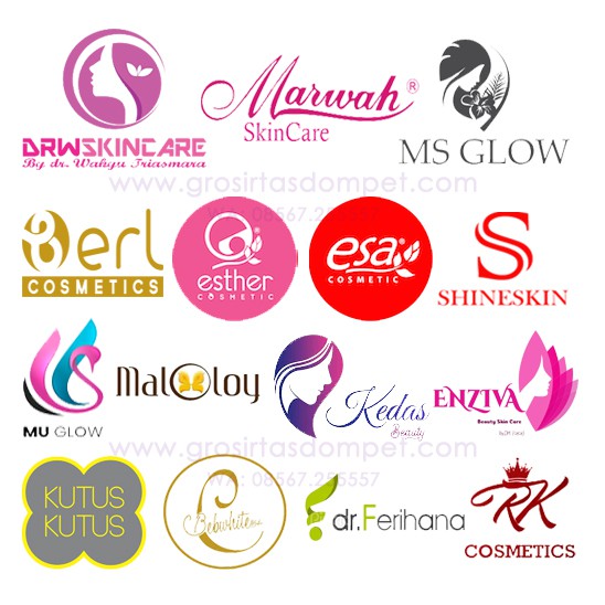 POUCH KOSMETIK CUSTOM / MS GLOW / DRW SKINCARE / DAVIENA / MARWAH / SHINE SKIN / SR12 / Beb white / 