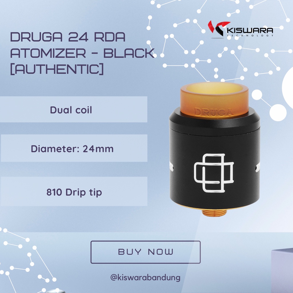 DRUGA 24 RDA Atomizer - BLACK [Authentic] KiswaraBandung