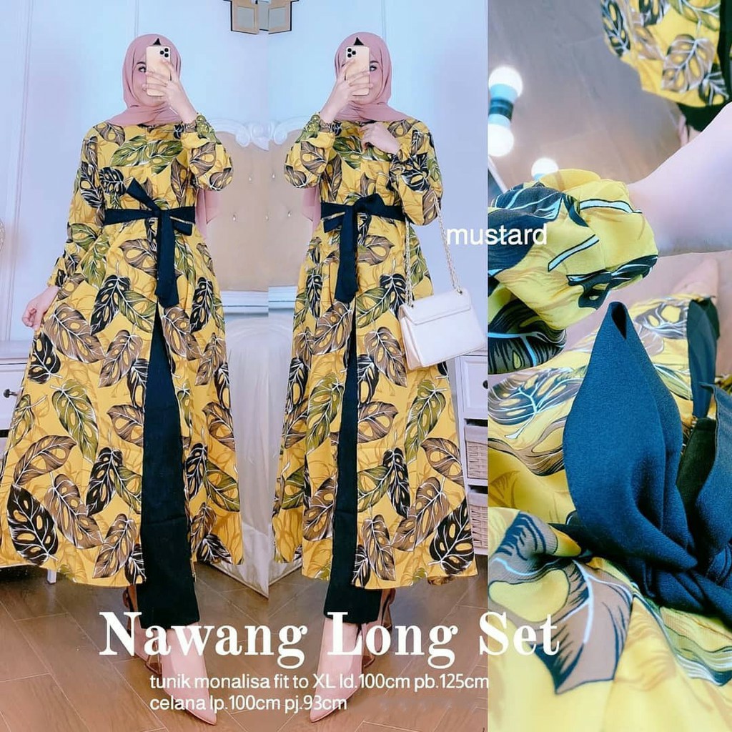Nawang Long Set Setelan Baju Muslim Wanita Terlaris Pakaian Wanita Setelan Muslim