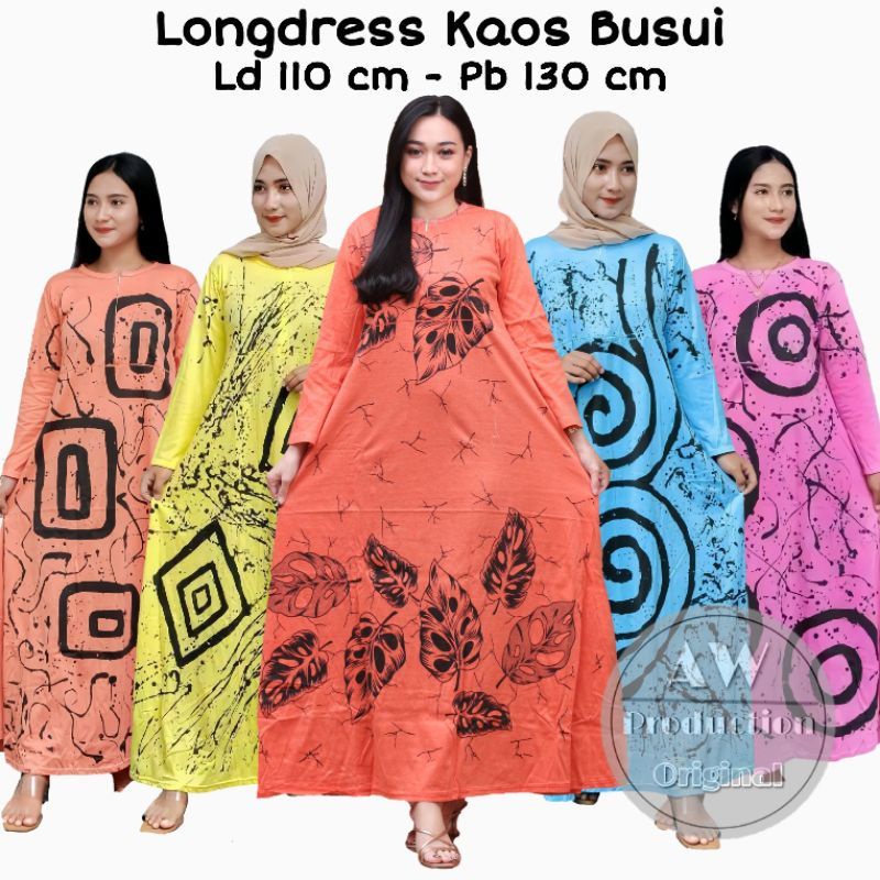 Gamis Kaos Jumbo Busui Resleting Depan Bumil Lengan Panjang Dress Wanita Kekinian Termurah Terbaru