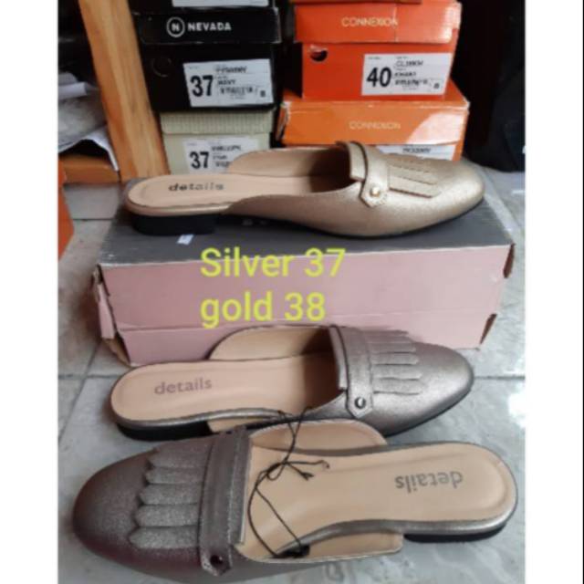 Sandal slop wanita details ori silver 37