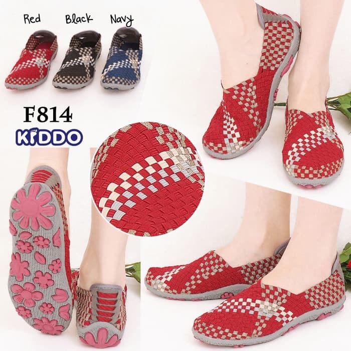 RESTOCK KIDDO FLAT F814 / SEPATU WANITA / SEPATU RAJUT ANYAM KIDDO