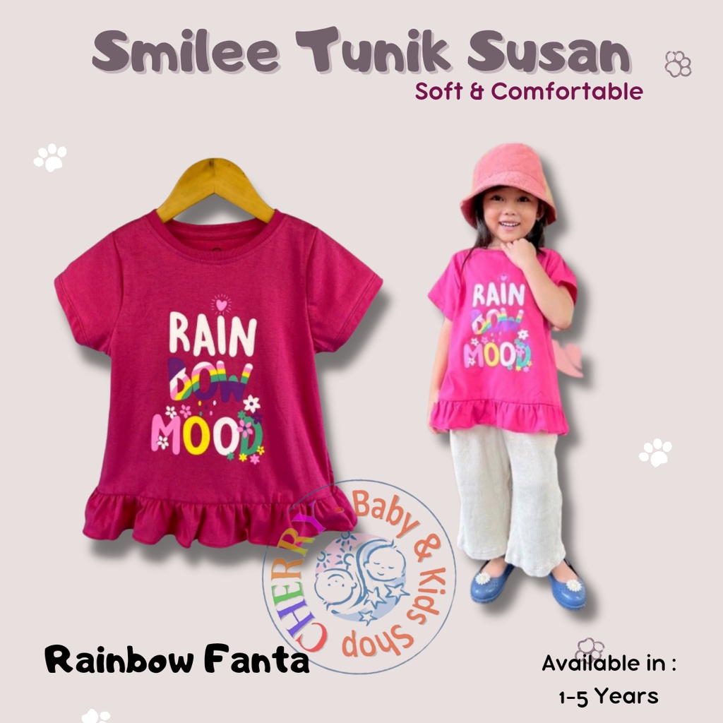 Tunik Anak Smilee Susan Banyak Warna 1 - 5 Tahun Tunik Anak Atasab Ruffle Anak Bayi Lucu CBKS-Susan Tunik Fanta