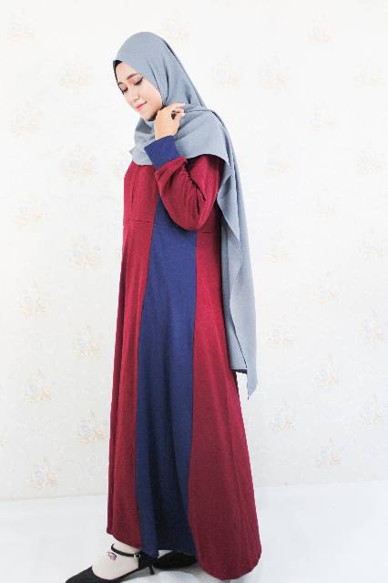 GAMIS SYARI JINGGA CREPE BUSUI