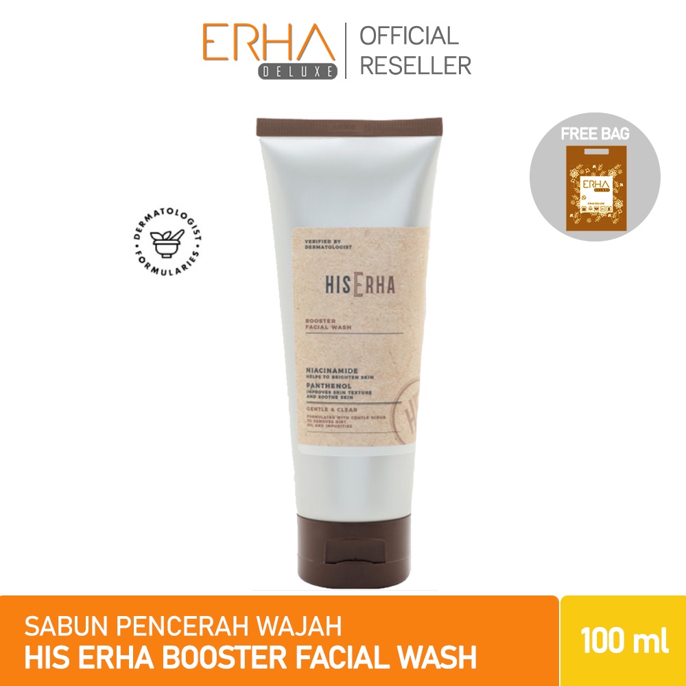 HIS ERHA Sabun Wajah Pria - Booster Facial Wash Pencerah dgn Niacinamide &amp; Panthenol