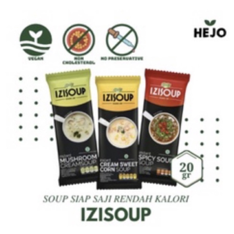 Izisoup per sachet 20 gram mushroom cream soup | spicy sour soup | sweet corn cream soup