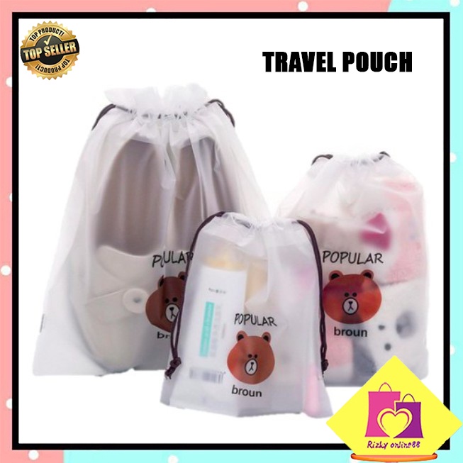 Rizkyonline88 travel organizer bag kosmetik anti air pouch import string