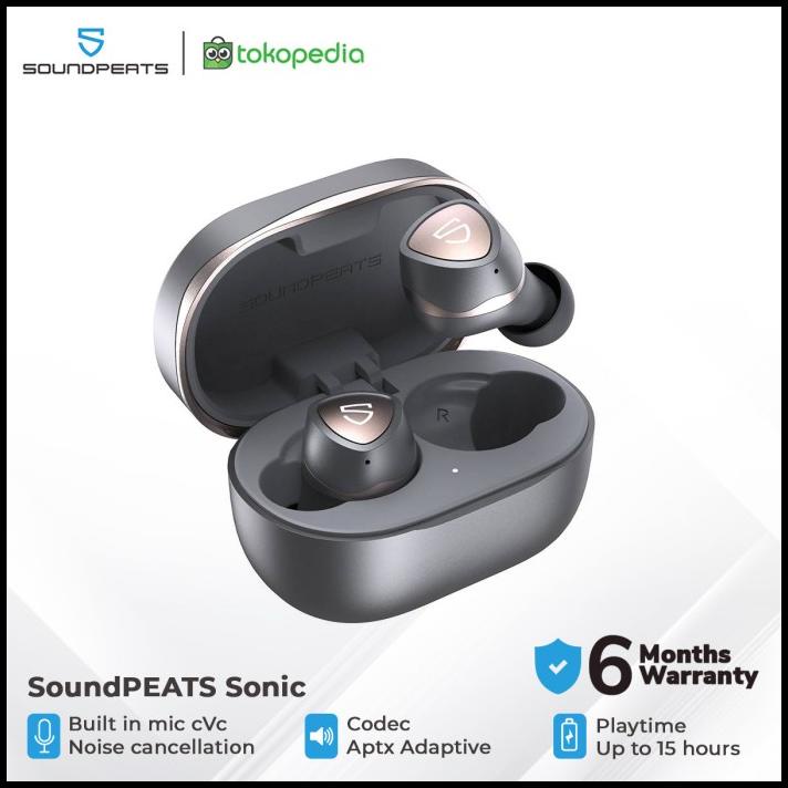 Soundpeats Sonic Aptx Adaptive True Wireless Earbuds - Grey