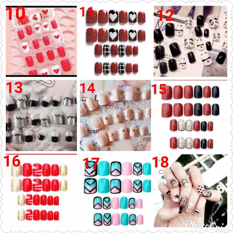 kuku palsu isi 24 fake nails free lem nail art wedding false nail