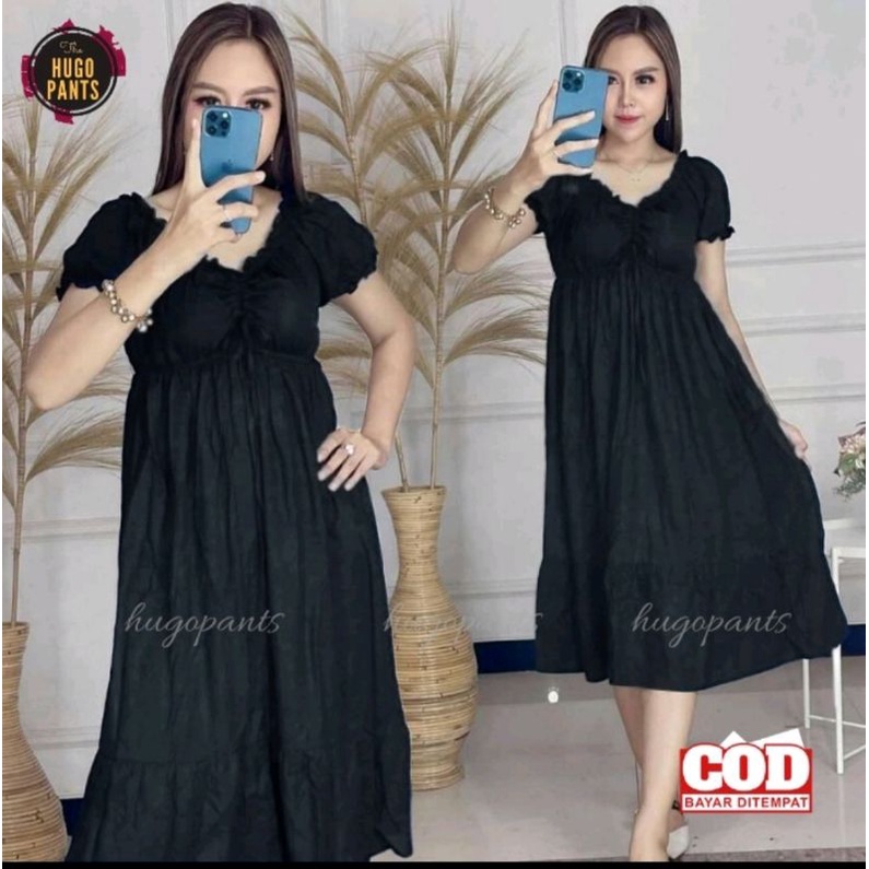 Daster Serut Dada Casandra Bali Kekinian Bahan Rayon Polos Wanita