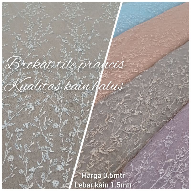 Kain Bahan Kebaya Brokat Tile Prancis Halus Mewah