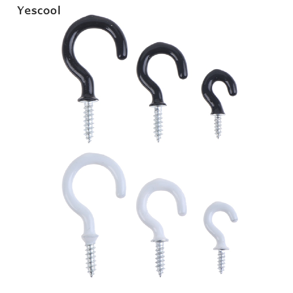 Yescool 10Pcs / Set Kait Gantung Gelas / Mug Bahan Stainless Steel Untuk Perlengkapan Rumah