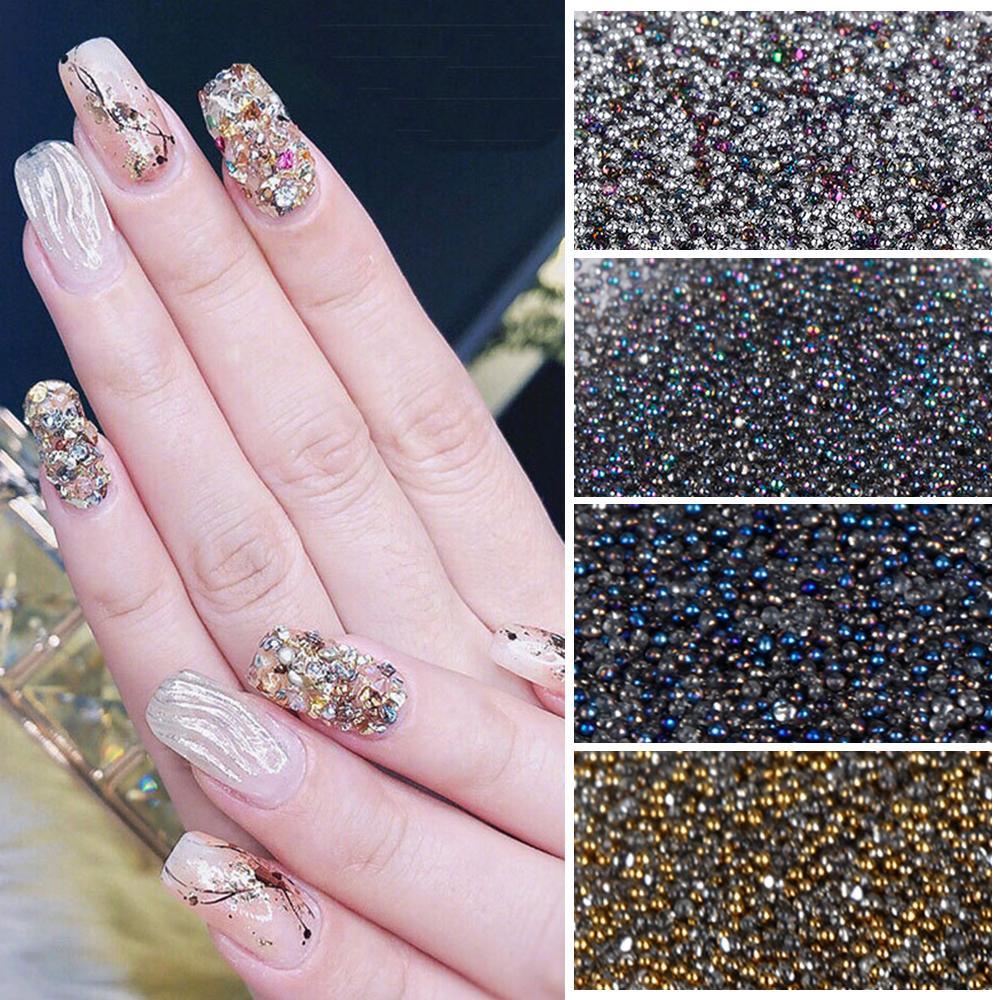 Manik-manik Berlian Imitasi Bentuk Bulat Kecil Warna Silver Untuk Nail Art