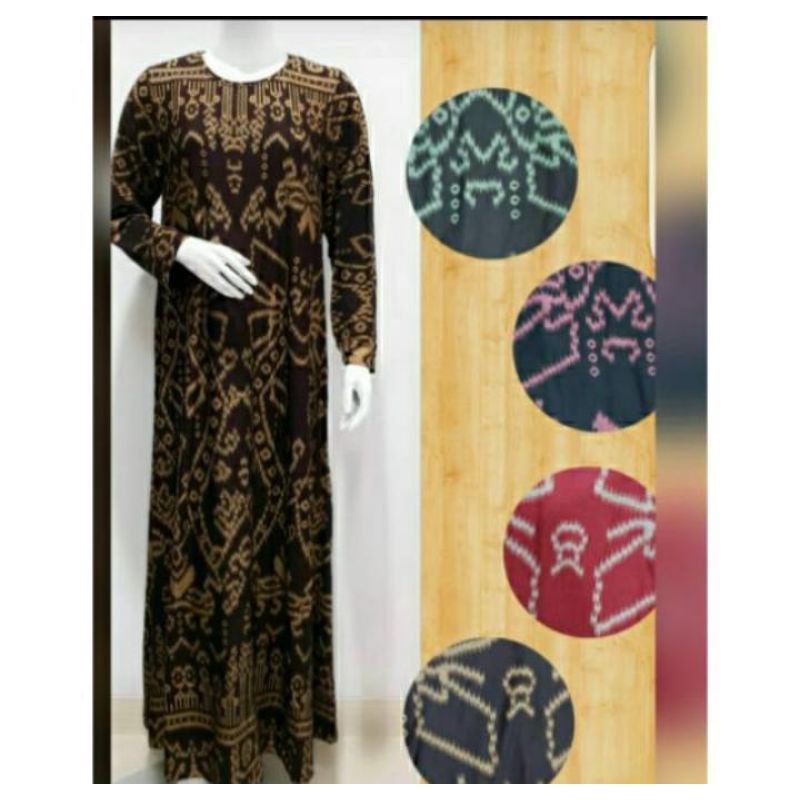 Gamis Motif Dayak Bahan Denim