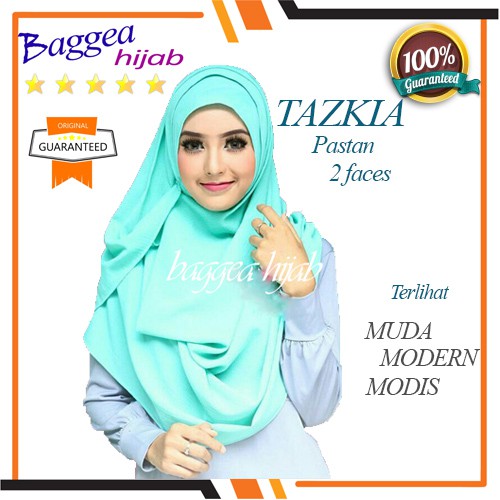 Hijab Style Simpel Pastan Pashmina Instan Tazkia Pad Model Terbaru Jilbab Rawis Hijau Tosca Terbaru