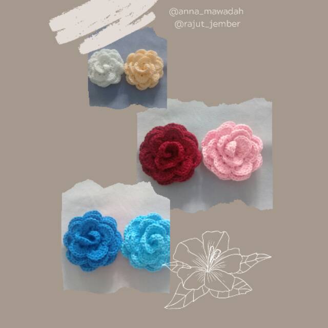 Bros rajut bunga mawar