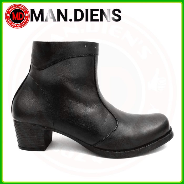 BlackPiinkMilitary       Mandiens Sepatu Wanita Boot Pdh Sus Polwan Kulit Asli Hak 5 cm