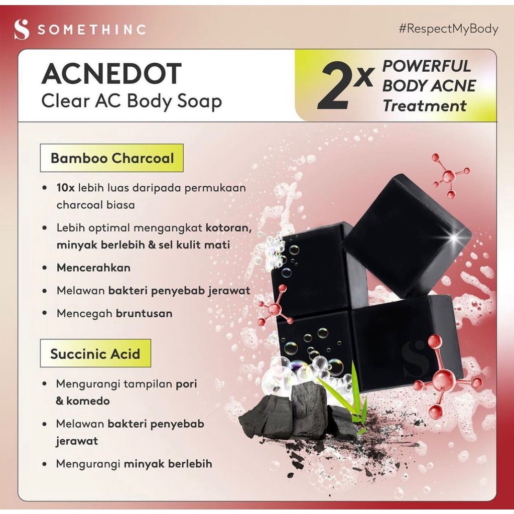 SOMETHINC Acnedot Clear AC Body Soap Punggung Kinclong Kit Sabun Badan Jerawat Biang Keringat