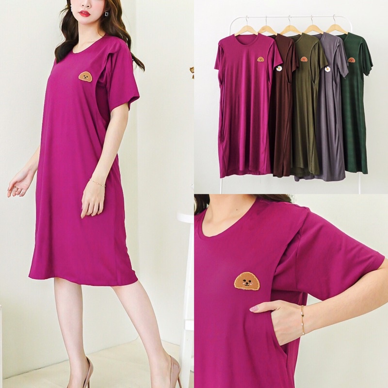 EVA - Baju Hamil Menyusui Spandek Rayon Stretch Daster Melar Bukaan Samping Kanan Kiri Busui Hamil Nursingwear