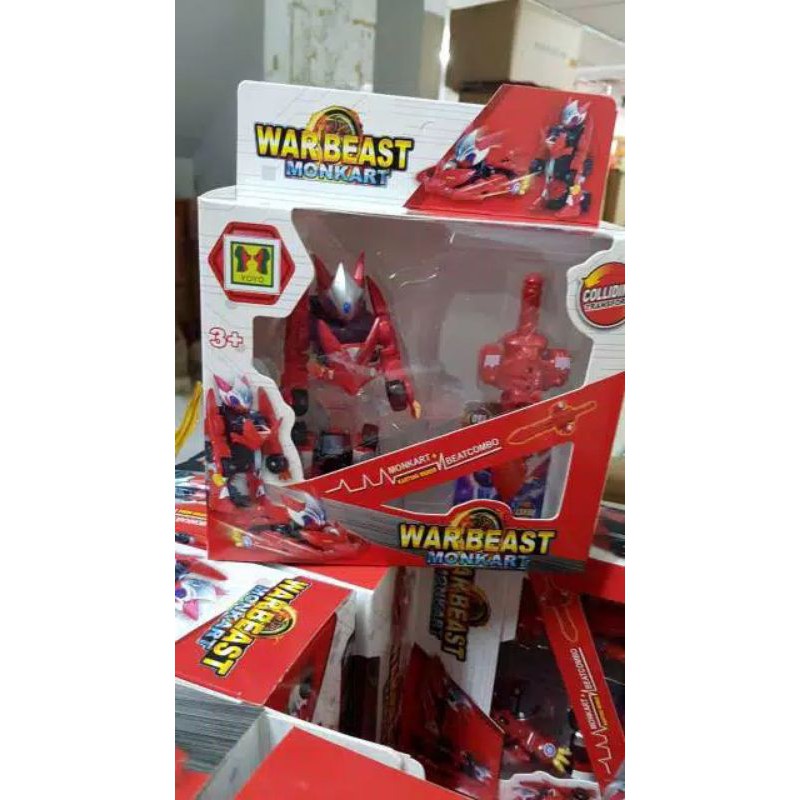 mainan Robot Monkart Warbeast Draka merah