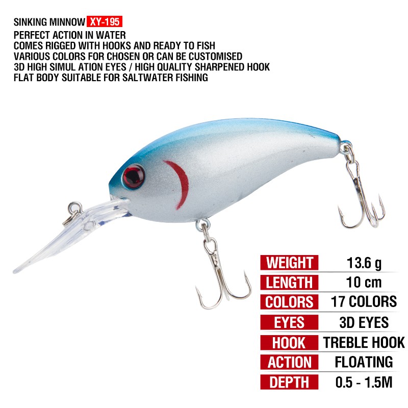 10cm/13.6g Umpan Mancing CrankBait Umpan Mancing CrankSet Umpan Pancing Buatan Minnow Lure Top Water Lure Alat Pancing Umpan Pancing relix nusantara Alat Pancing Murah Umpan Ikan Kail Pancing