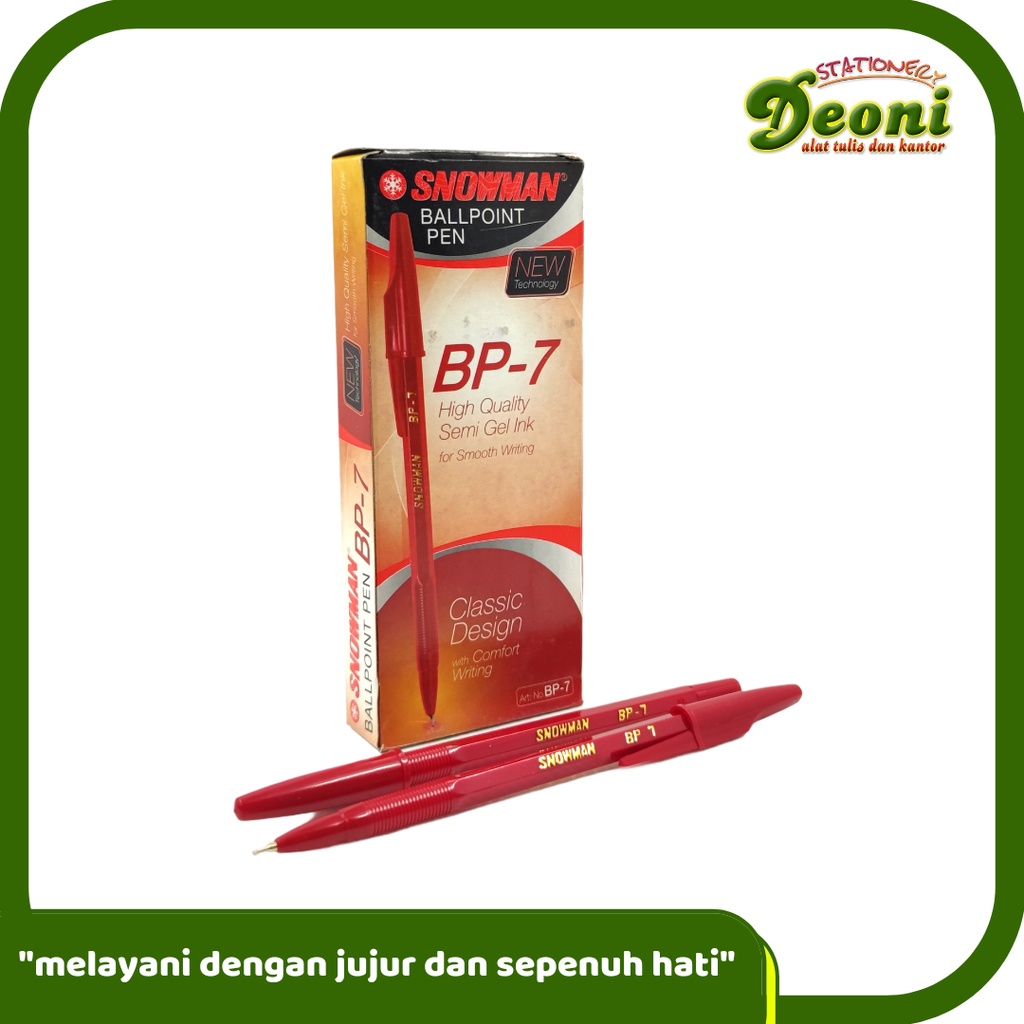 

SNOWMAN BP 7 Ballpoint Pen Pulpen Pena Merah