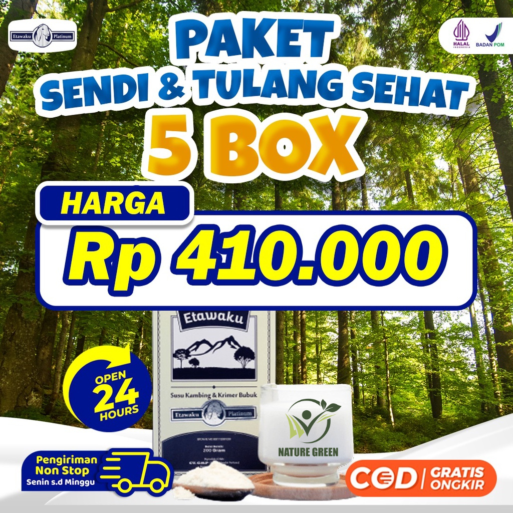 Paket Sendi &amp; Tulang Sendi 5 Box ETAWAKU PLATINUM - Susu Kambing &amp; Krimer Bubuk - Provit Etawa