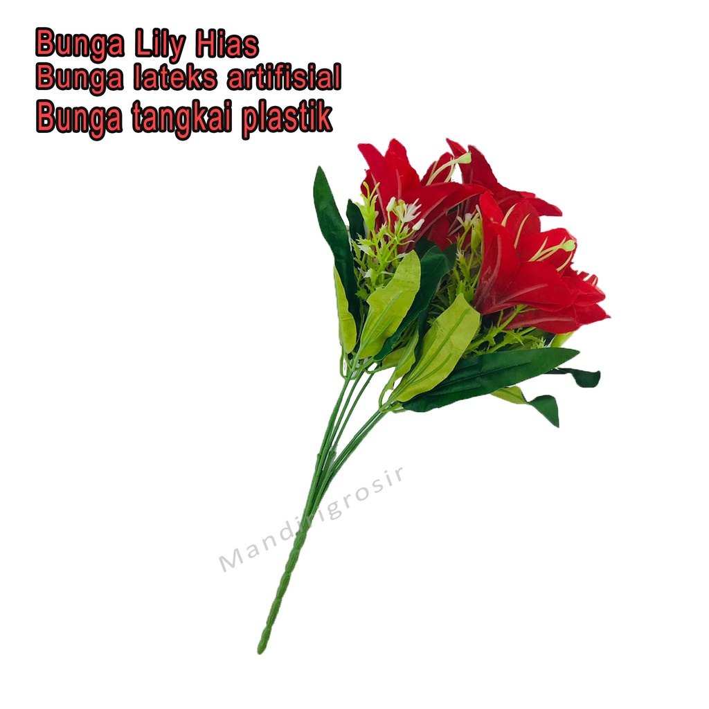 Bunga Lily* Bunga lily lateks artifisial* bunga tangkai plastik * Bunga hias