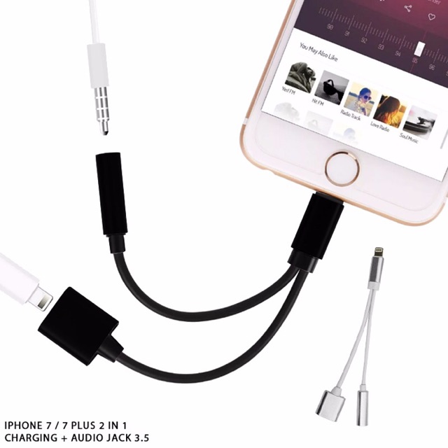 Adaptor iphone audio + charger 5/6/7/8/X