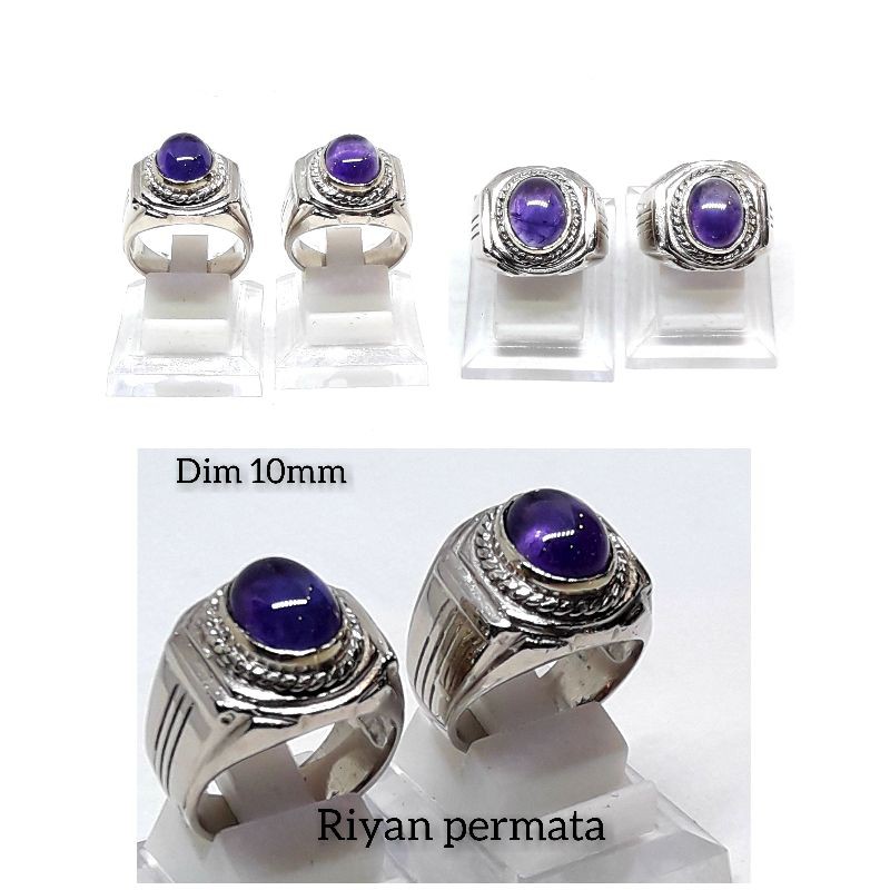 Batu cincin permata kecubung brazil ungu