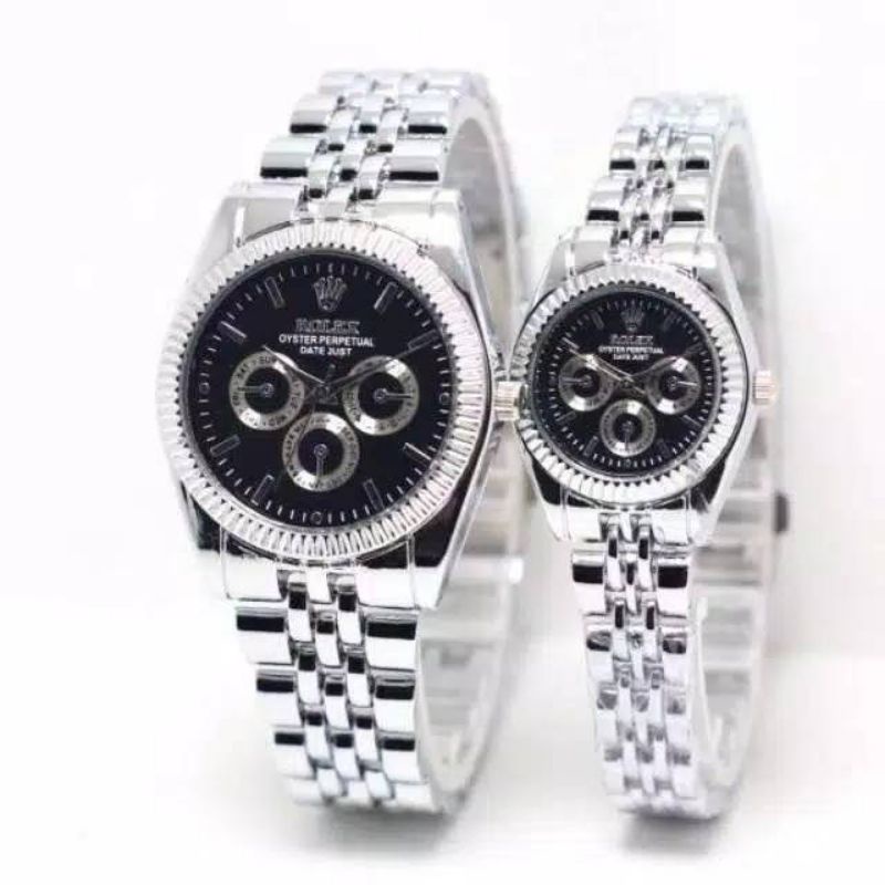 Jam Tangan Couple Rolex Konbinasi Strap Rantai (Dikirim Dari Jakarta)