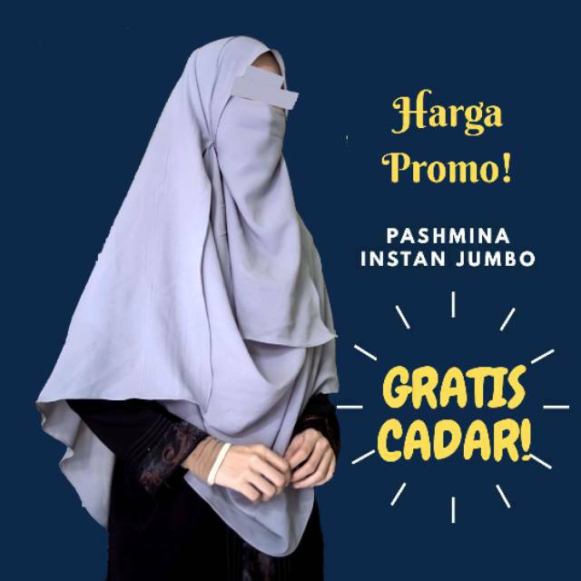 PASHMINA INSTAN Jumbo GRATIS CADAR/ Hijab Pastan Syari Jumbo