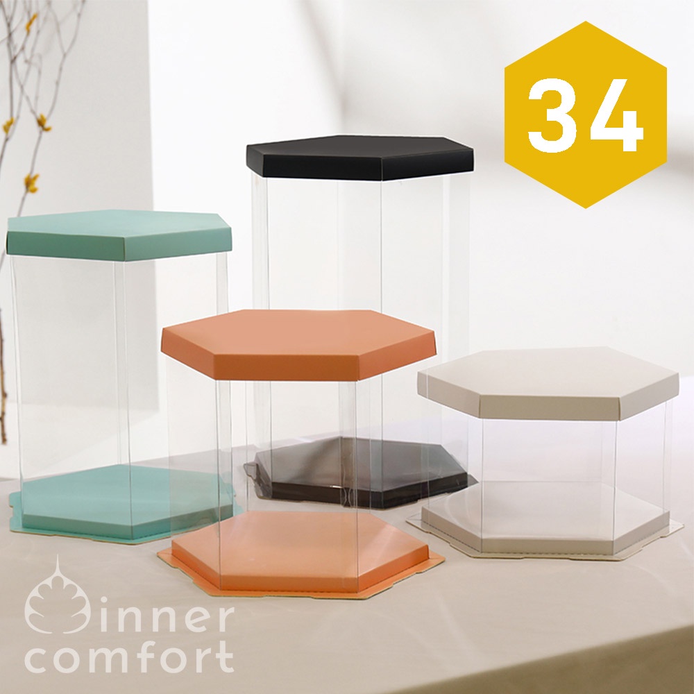 

Cake Box / Kotak Kue / Giftbox Hexagon / Segi Enam 34 cm Transparan Mika Bening Elegan Mewah Kokoh Putih / Hitam / Biru