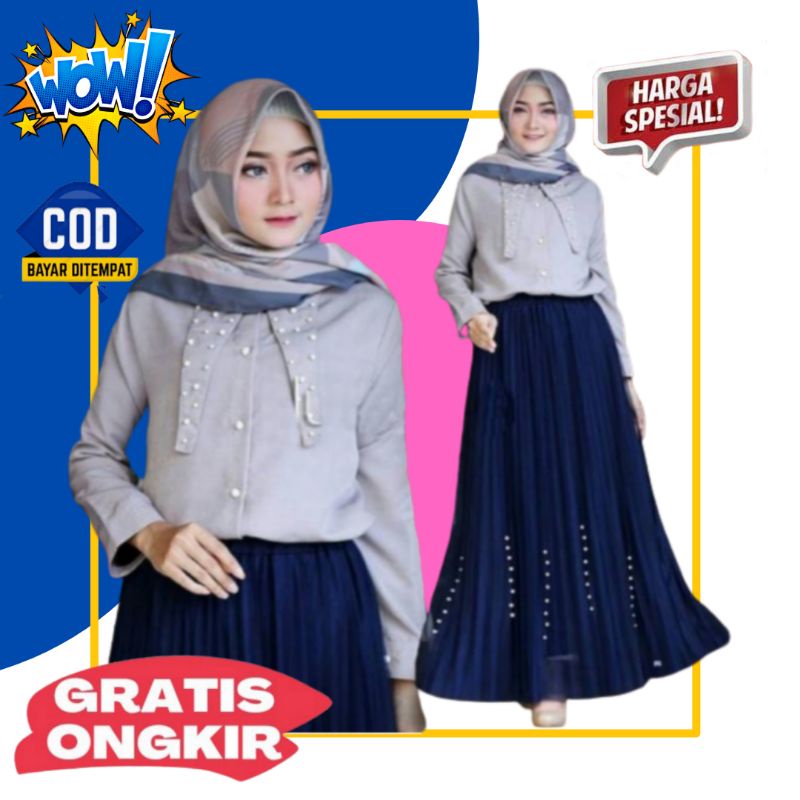 Baju Setelan Wanita Remaja Kekinian 2021 Setelan Rok Setelan Wanita Muslim Terbaru cantik modern