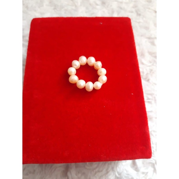 BERSERTIFIKAT cincin susun full mutiara kecil air tawar lombok