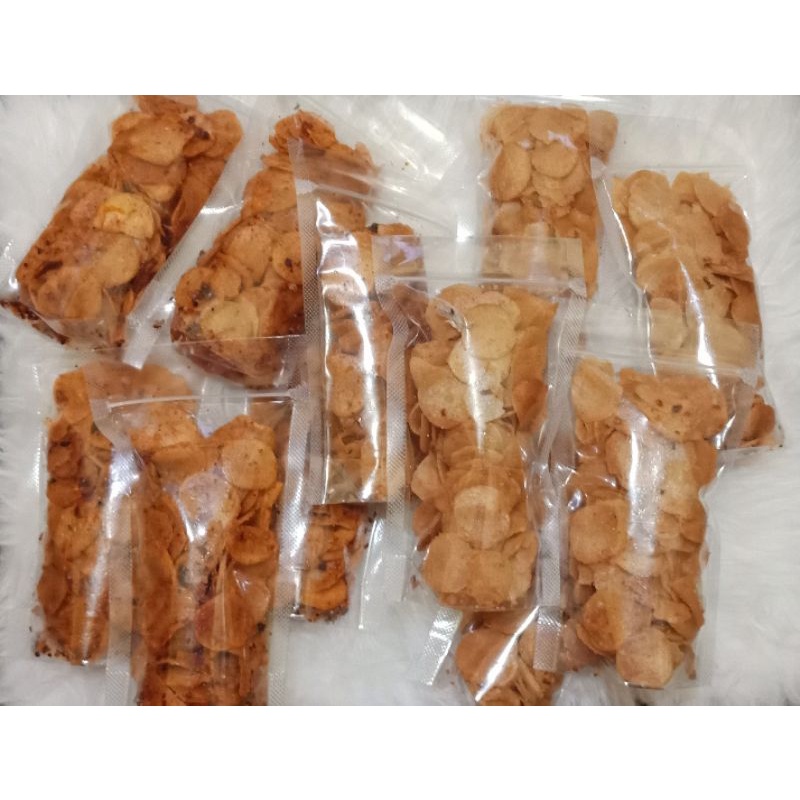 

cimol kering kriuk rasa pedas dan original asin gurih