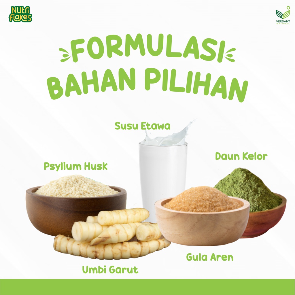 Nutriflakes Sereal Maag Asam Lambung Gerd with Umbi Garut Psyllium Husk Daun Kelor Bantu Jaga Kesehatan Lambung 3 BOX