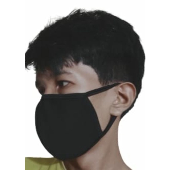 MASKER KAIN TALI KUPING EARLOOP PRIA/WANITA WARNA HITAM MODEL TERBARU