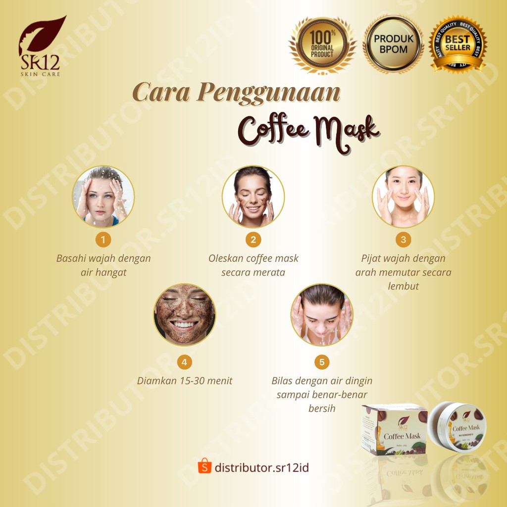 Coffee Mask SR12 Masker Peeling Kopi Ampuh atasi Flek Hitam Noda Bekas Jerawat dan Komedo 20gr