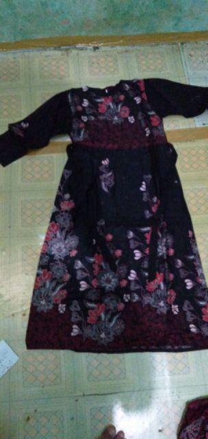 Batik Couple Keluarga Sania Ruffle Ori Ndoro Jowi Dnt Motif Sakura Merah Termurah