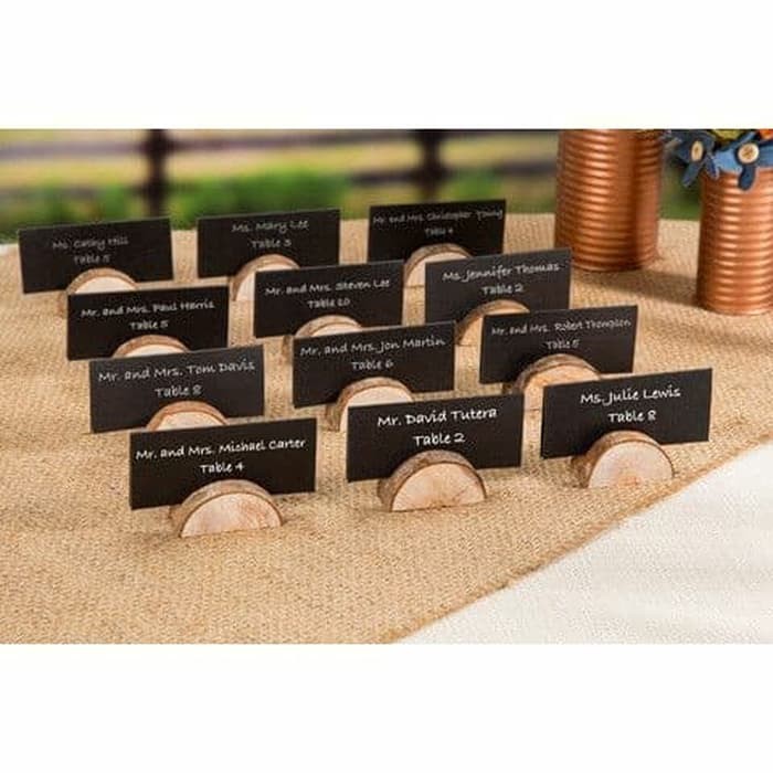 Rustic wood place card holder 8x4 cm party wedding table name card holder