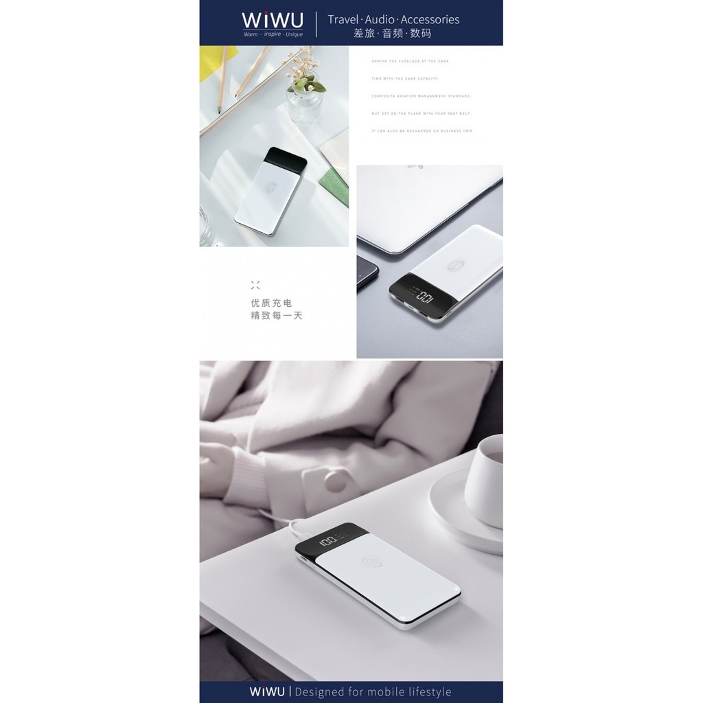 WIWU PD POWERBANK W2 - PD 18W Powerbank 10000mAh and Wireless Charging