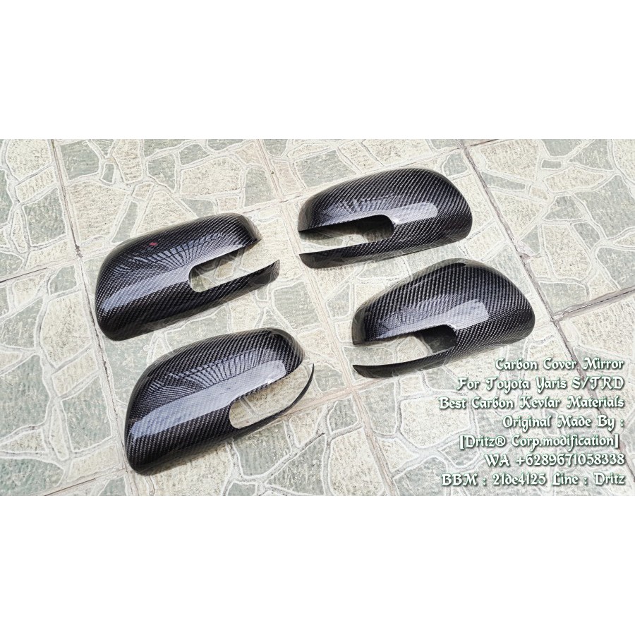 COVER SPION Carbon Mobil TOYOTA YARIS S/TRD 2010-2014 Aksesoris Modifikasi Karbon Eksterior Mobil